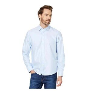 New  UNTUCKit Men's Wrinkle-Free Burke Shirt, Light Blue Size Large